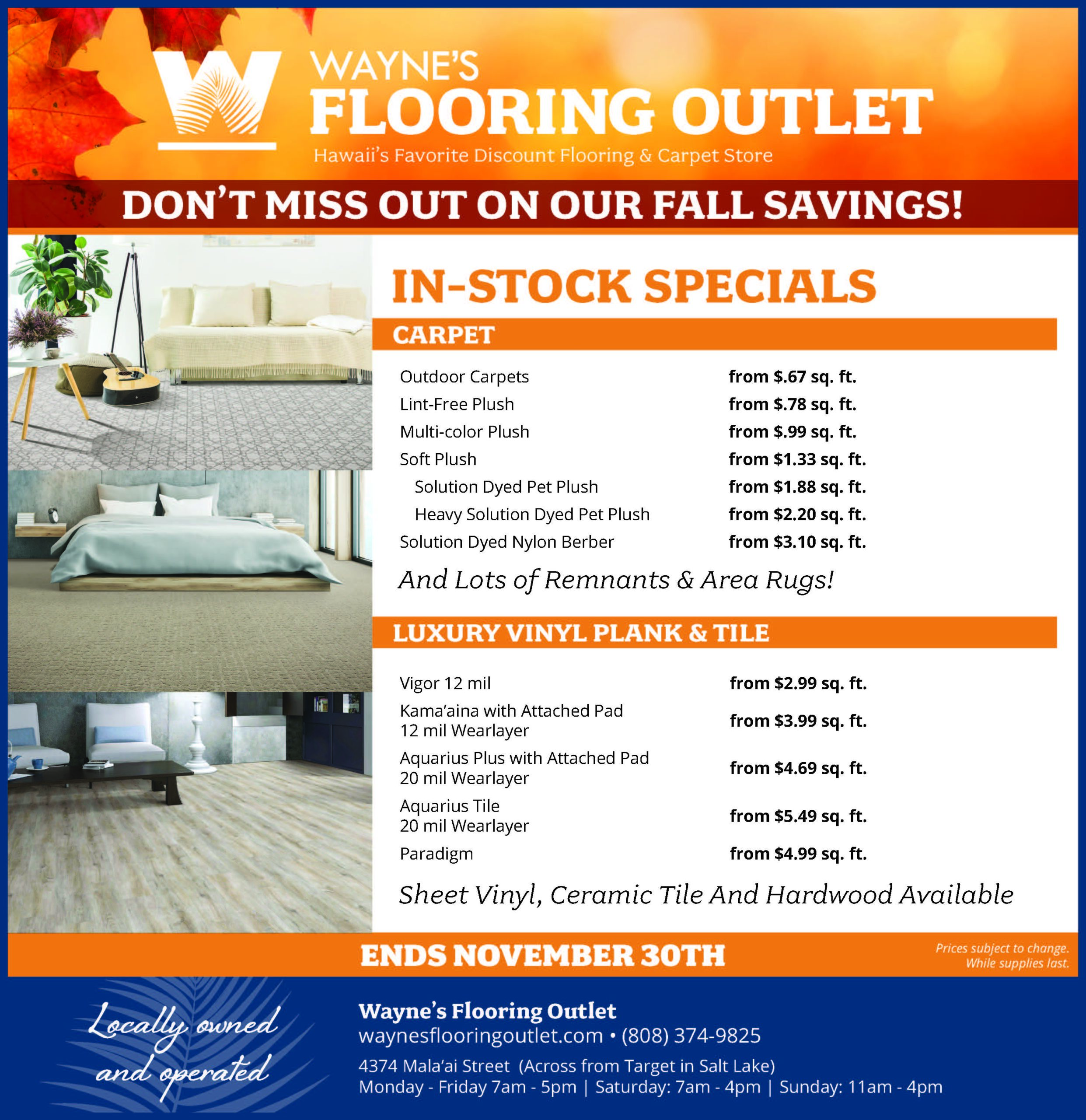 Hawaii Flooring Specials Wayne's Flooring Outlet